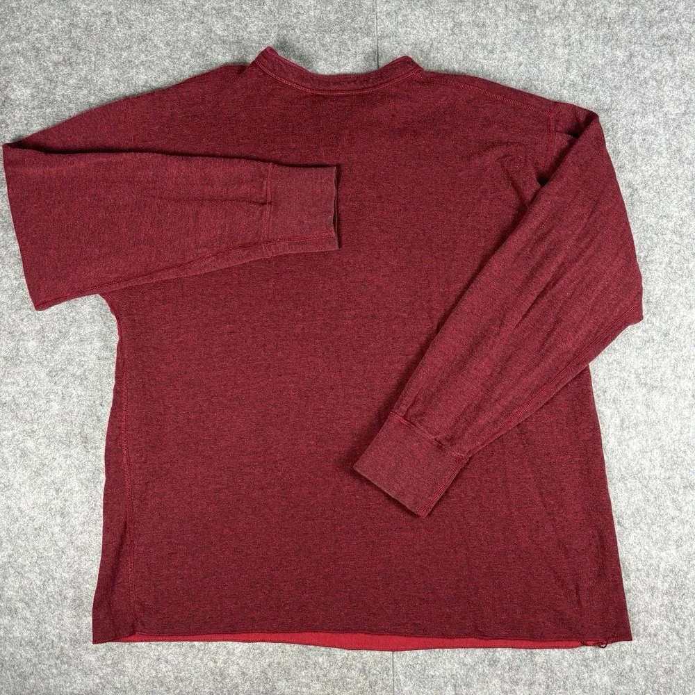 LL Bean River Driver Shirt Men XL Reg Red Henley Wool Blend Base Layer 14624 - Picture 2 of 5